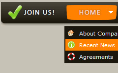 Menu Waagerecht Beispiel dropdown menue button aendern beim anklicken farbe